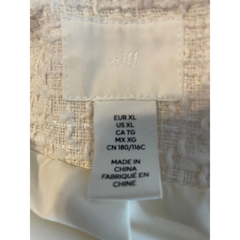 H&M Ivory Bouclé Textured Jacket XL Cropped Lady Jacket - Picture 7 of 8